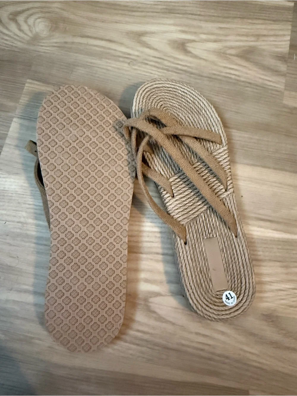 Women's Neutral Rope Slide Sandals - Beige